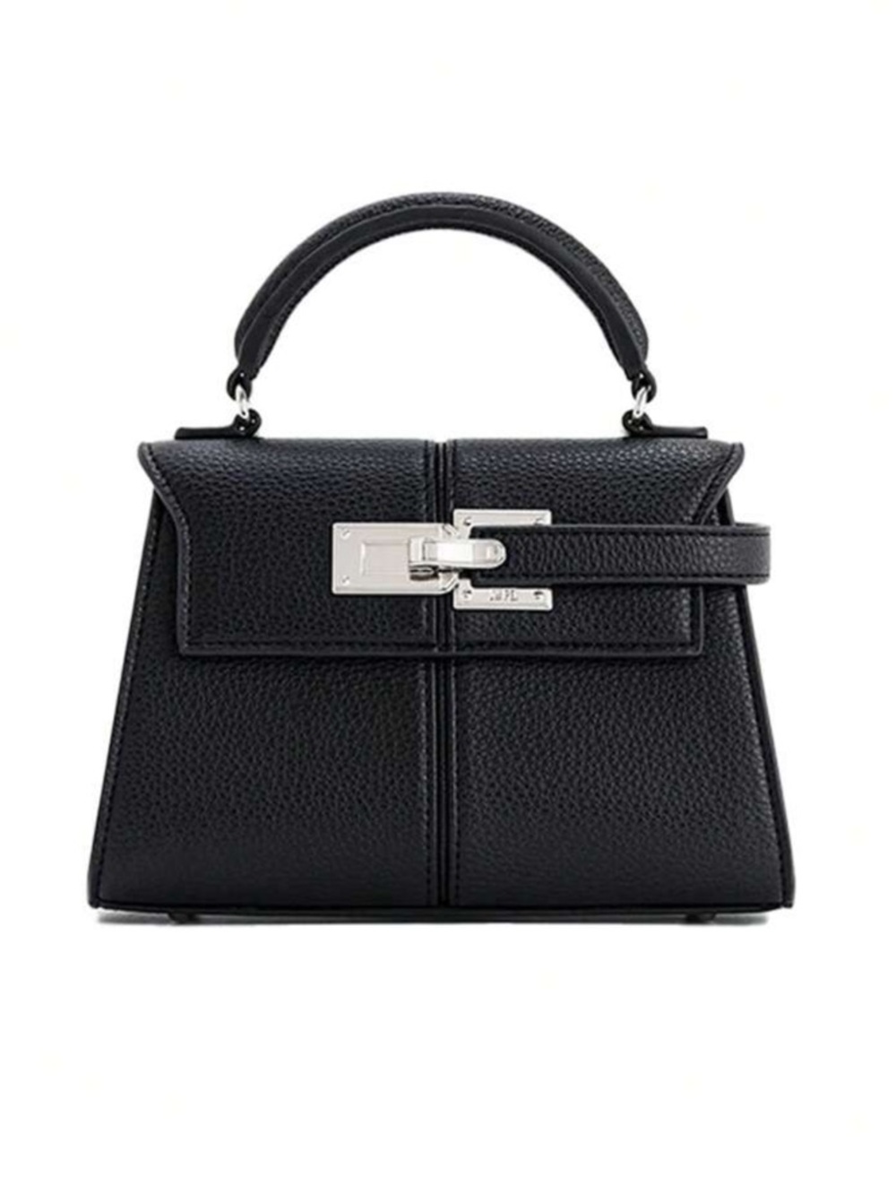 Classic Top-Handle Black Leather Satchel Bag